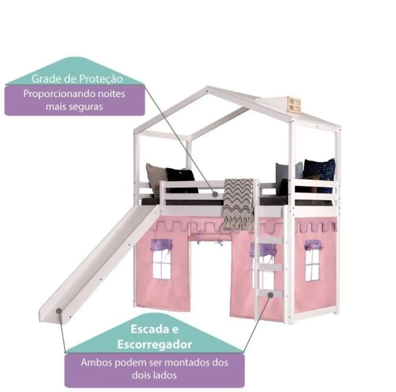 Cama infantil com escada e escorregador - Foto 3