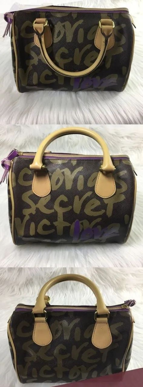 bolsa baú estilo speedy da victoria secrets original com grafites - Leia a descrição.