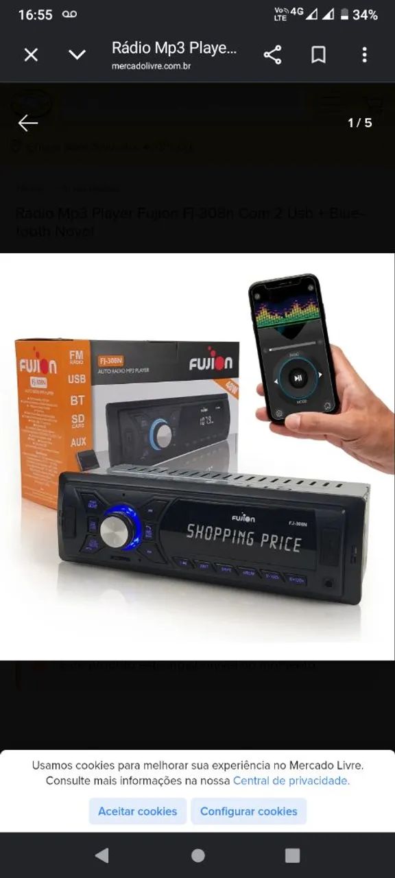 Som automotivo fuijon com bluetooth 