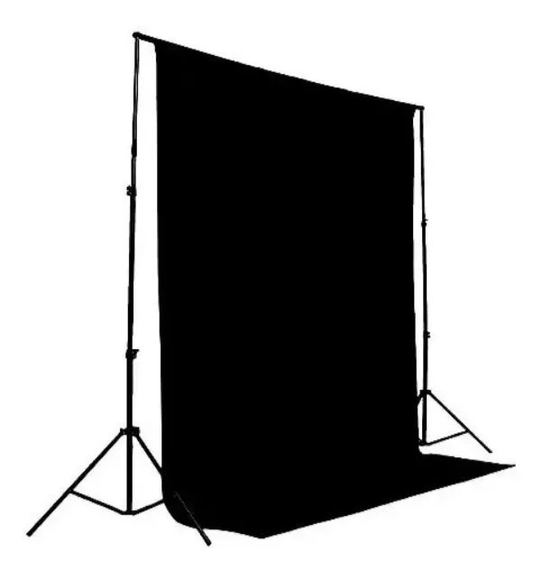 BLACK BACKDROP SUPPORT WITH FABRIC - ADJUSTABLE UP TO 2.50M X 2.00M - ALUMINUM
