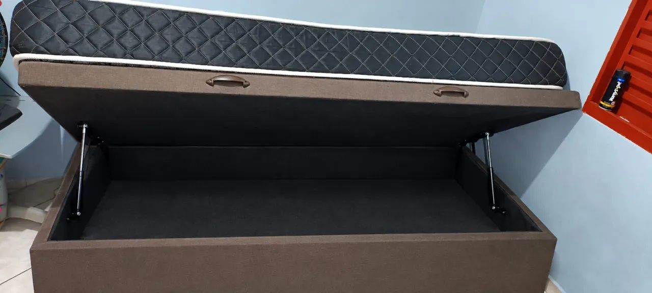 CAMA BOX COM BAÚ + COLCHÃO