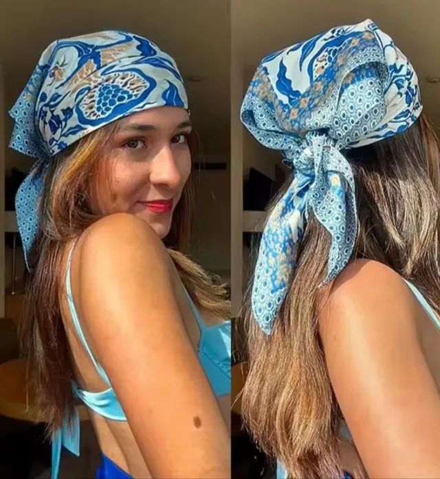 Lenço Quadrado Azul Elegante (novo) - Foto 3