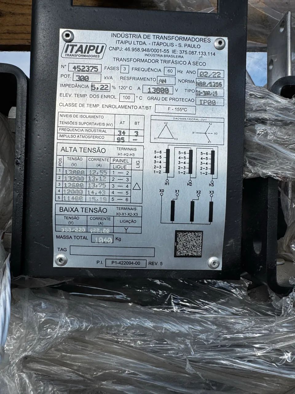 Transformador Trifásico a Seco Itaipu 300Kva