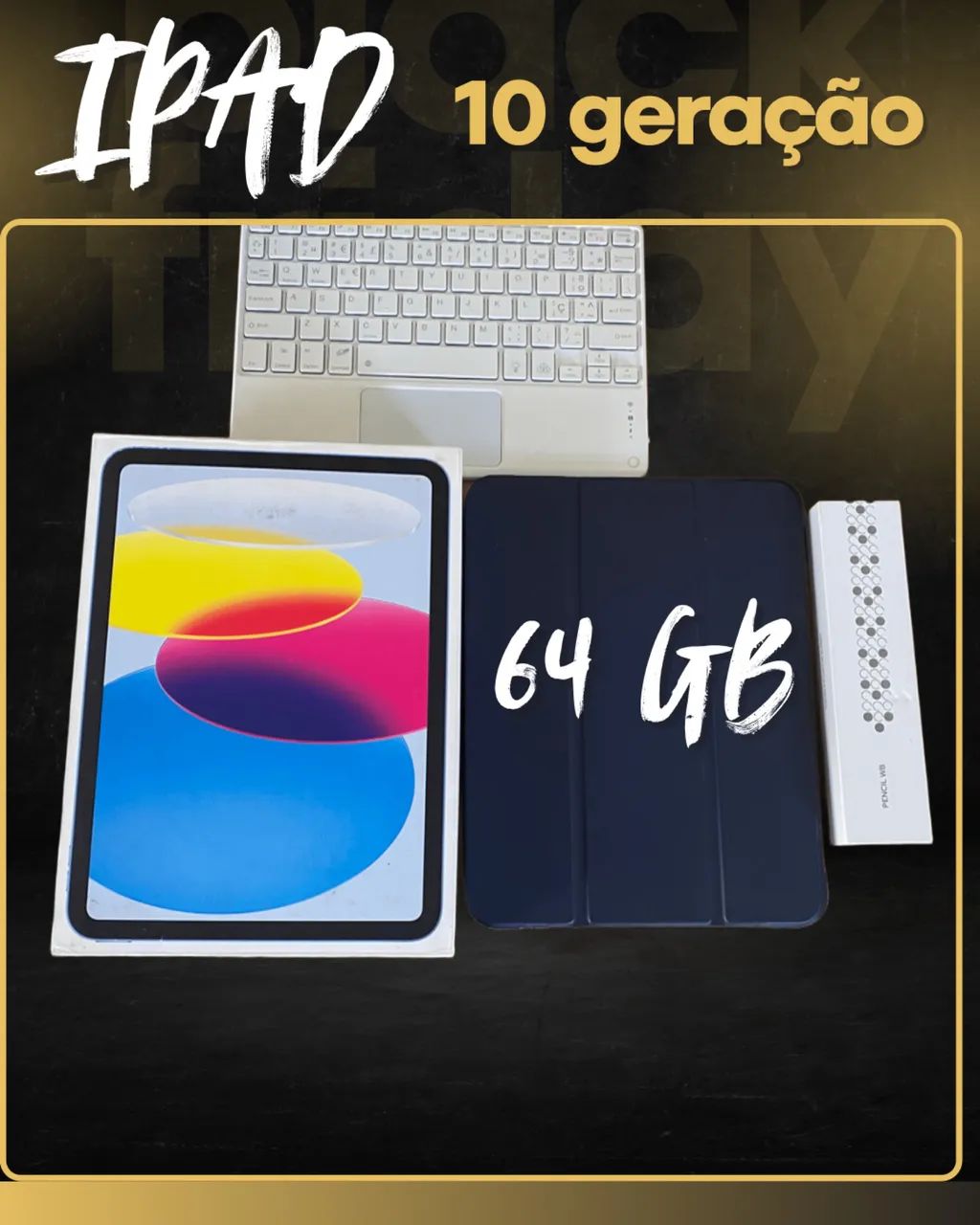 Ipad 10 geração + caneta + teclado + capa 