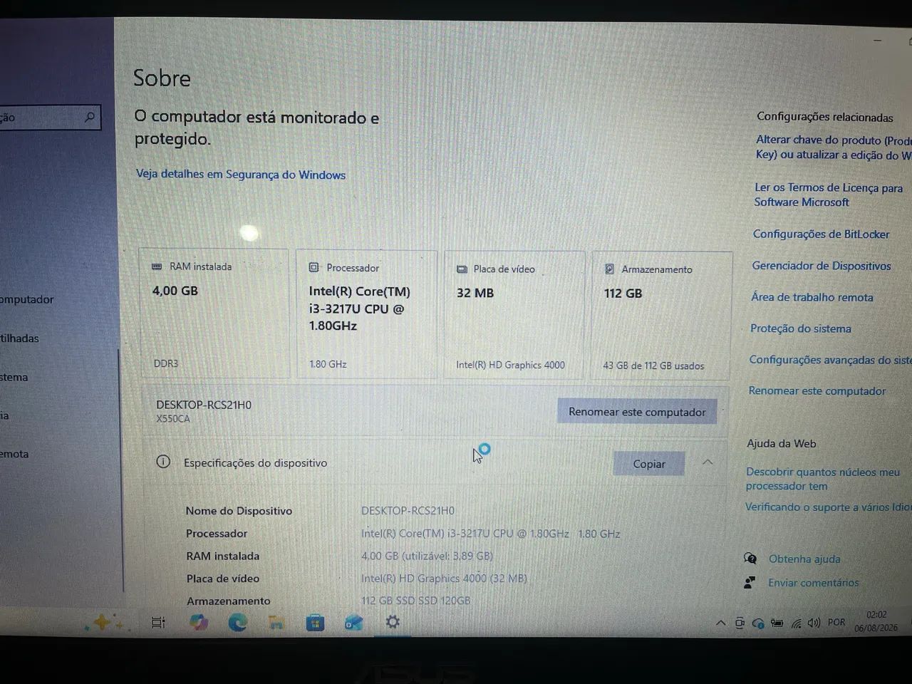 Notebook ASUS X550CA - i3 / 4GB RAM / SSD 120GB - Foto 2