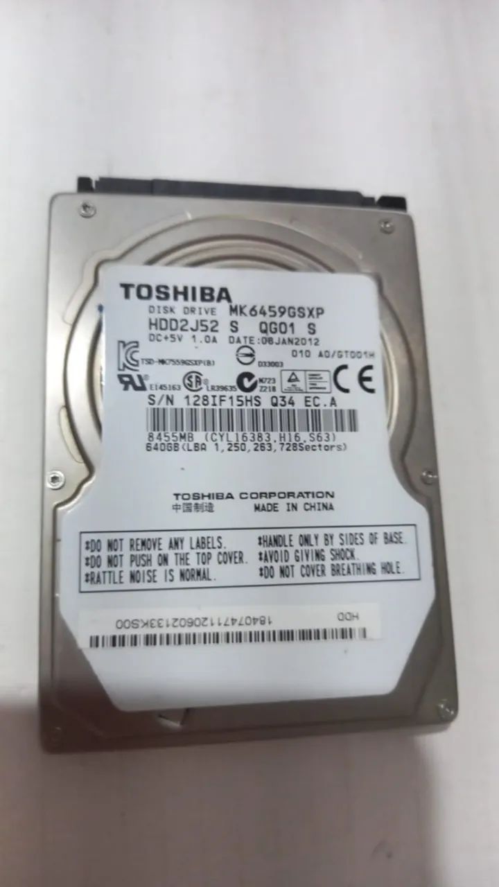 HD 640 gb TOSHIBA NOVO de NOTEBOOK - 036 - Peças de Hardware