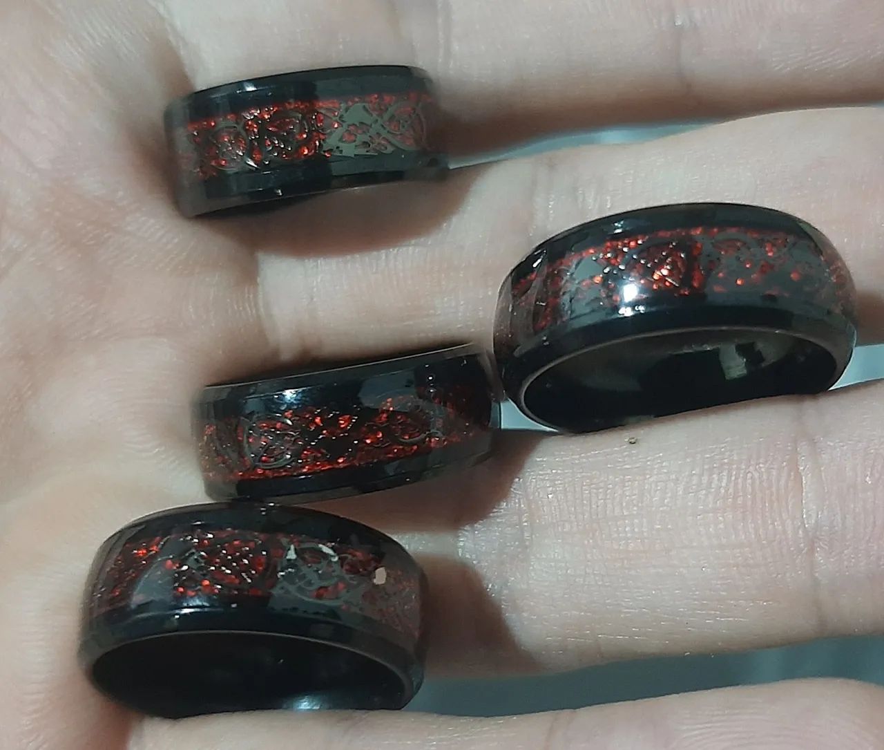 Anel de aço titânio Dragão vermelho, escolha o tamanho - Foto 3