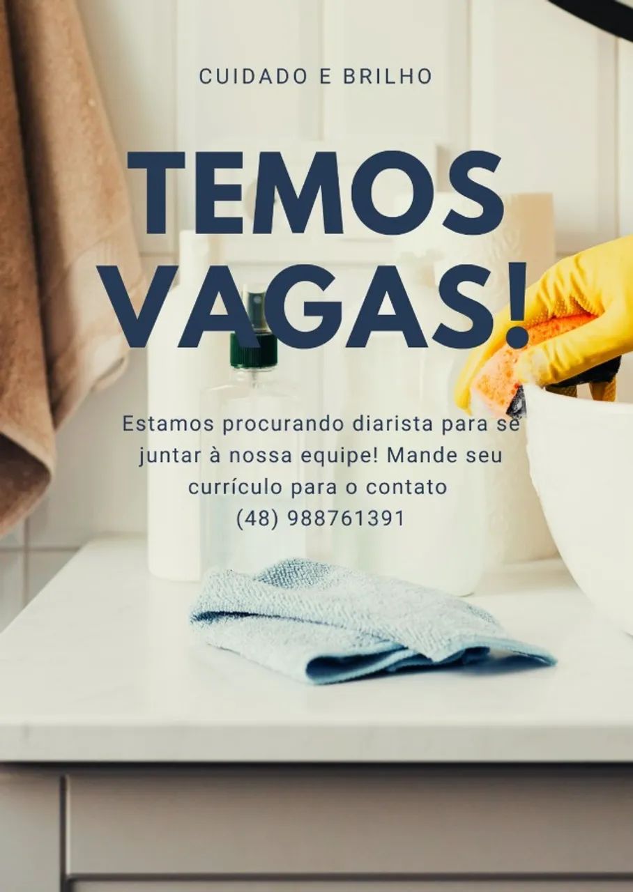 vaga na área de limpeza