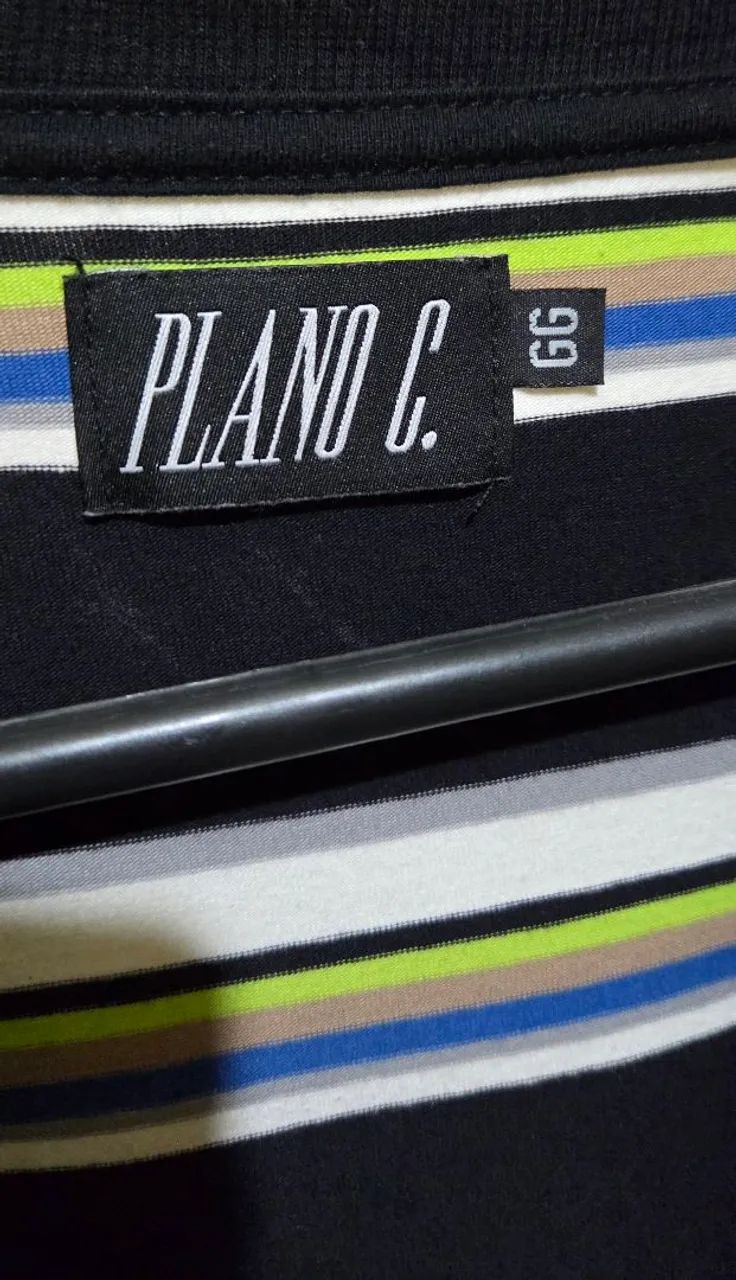 Camiseta plano C listrada mini logo preta original  - Foto 4