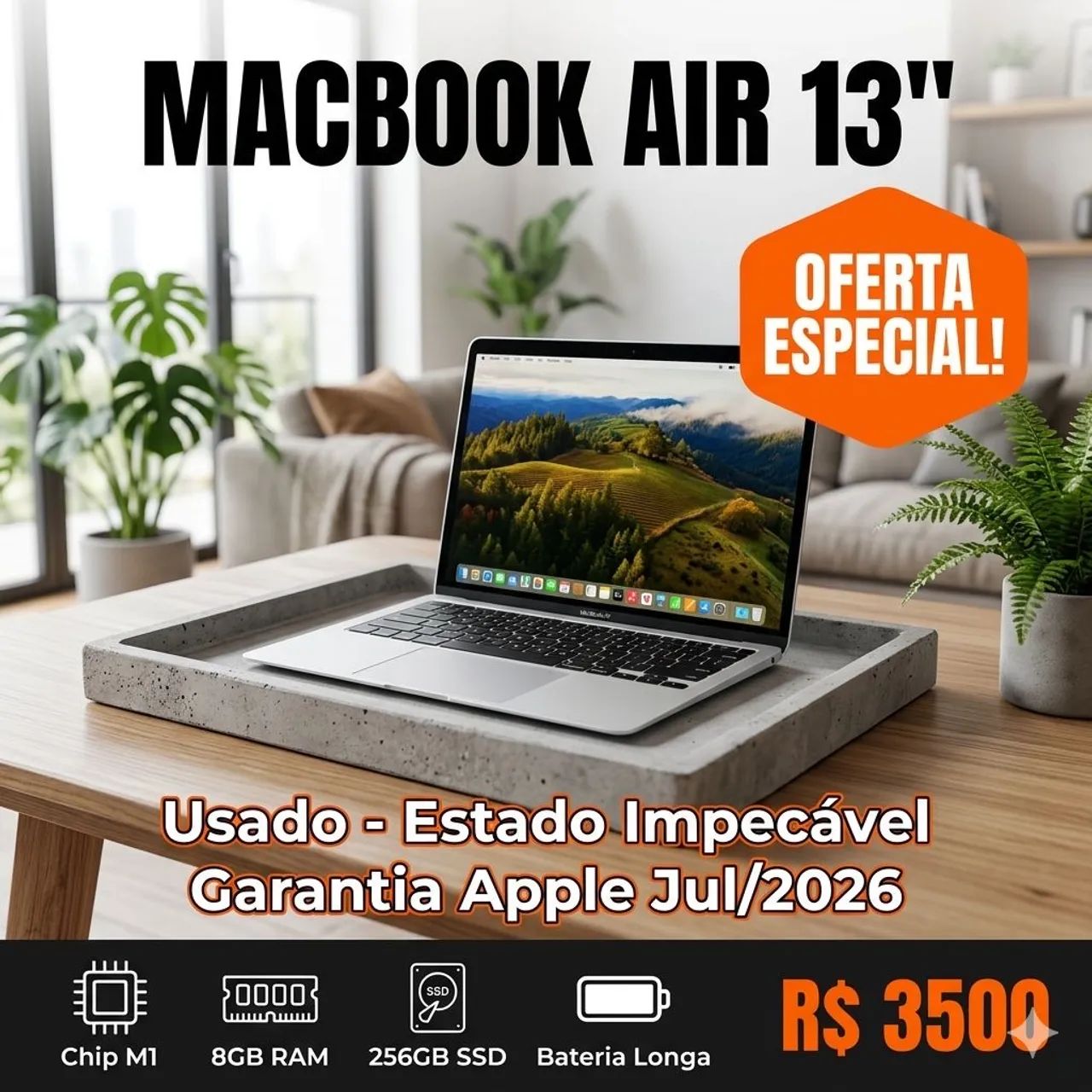 MacBook Air 13? 8GB 256GB garantia Julho 2026 - Notebooks