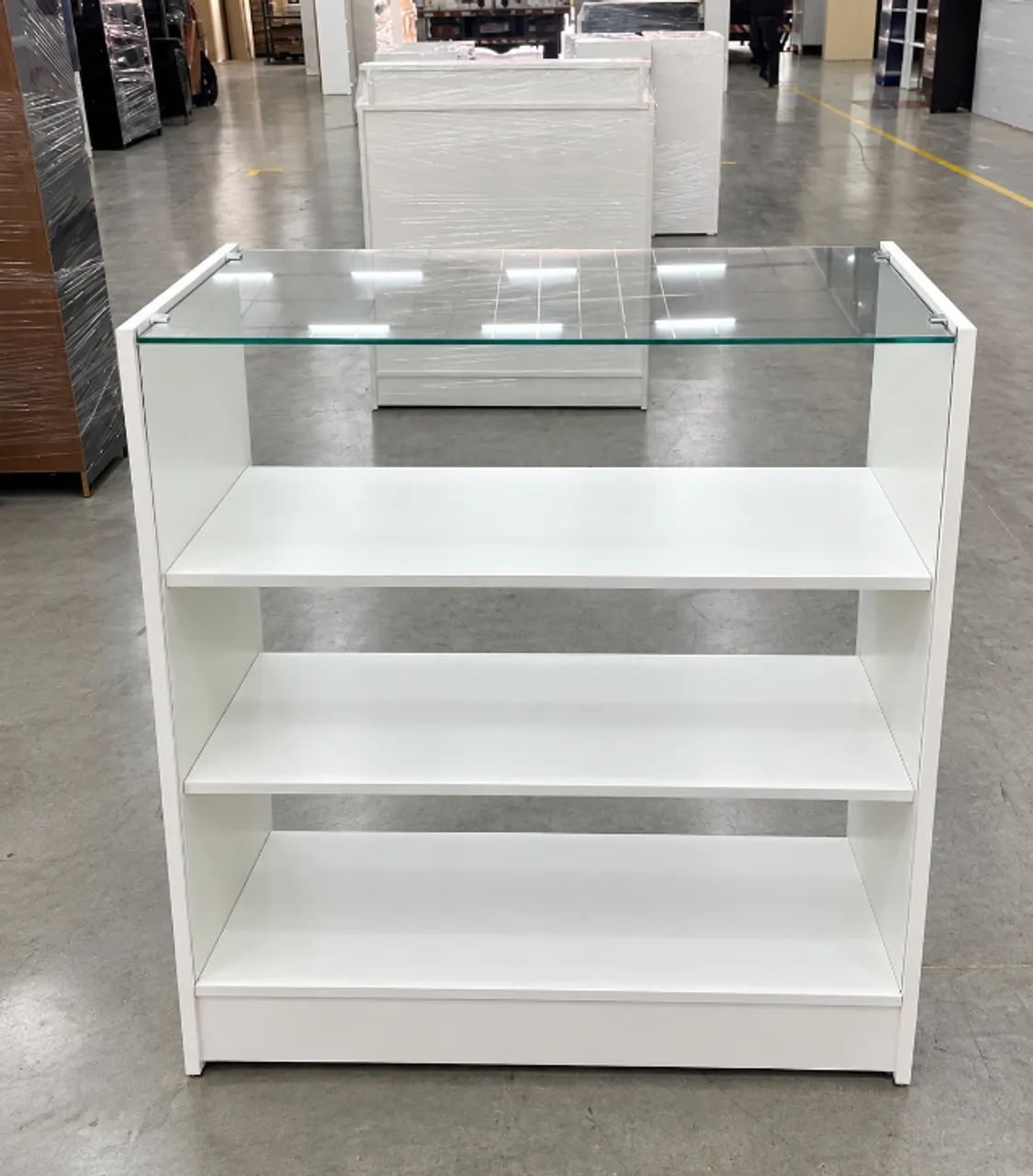BALCÃO VITRINE COM VIDRO SUPERIOR - 100% MDF 