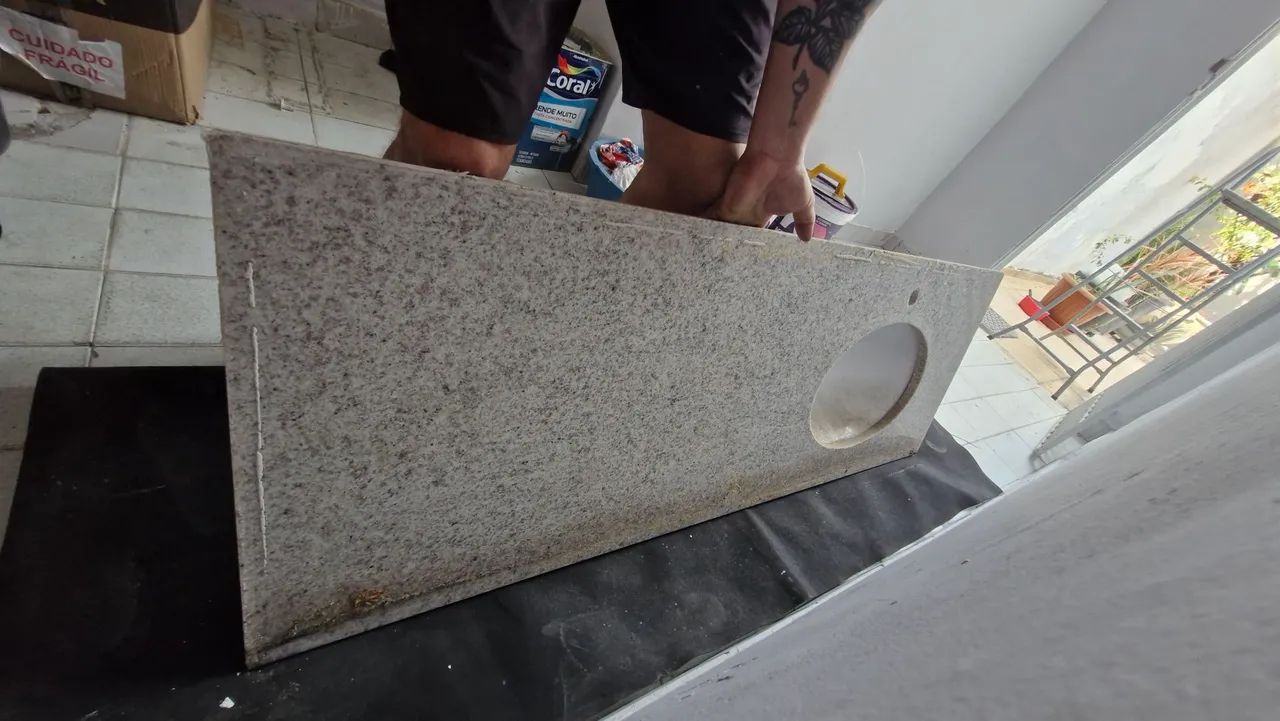 Bancada de pia de mármore com cuba  - Foto 3