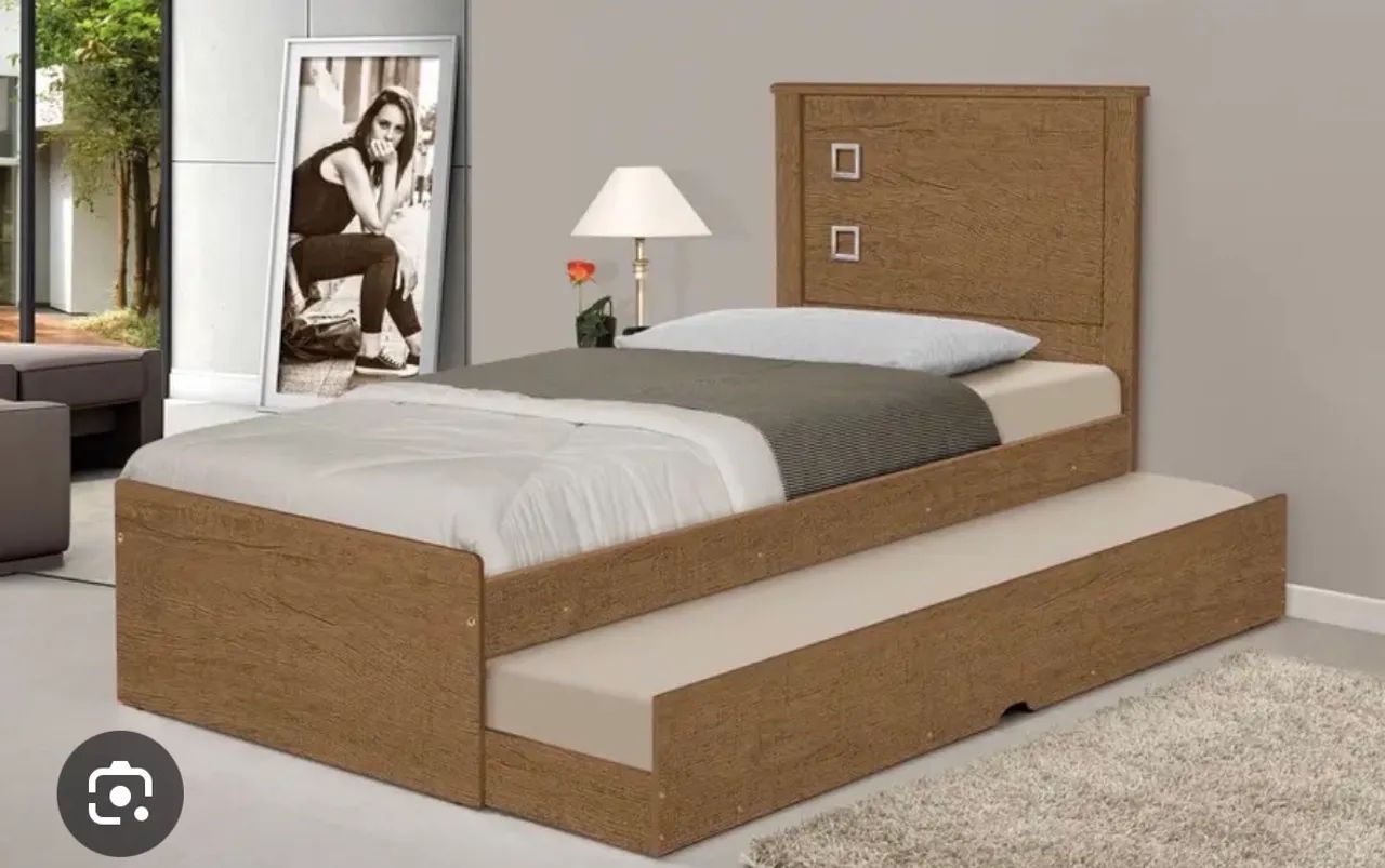 Cama de solteiro com auxiliar 