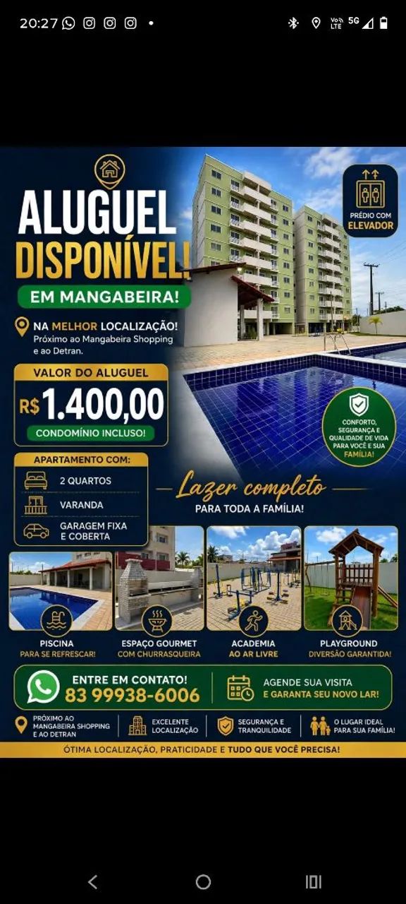 ALUGO EM MANGABEIRA PRÓXIMO AO SHOPPING 