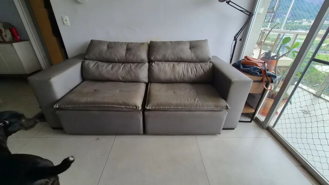 Sofá retrátil ABRACASA totalmente reestofado - Foto 4