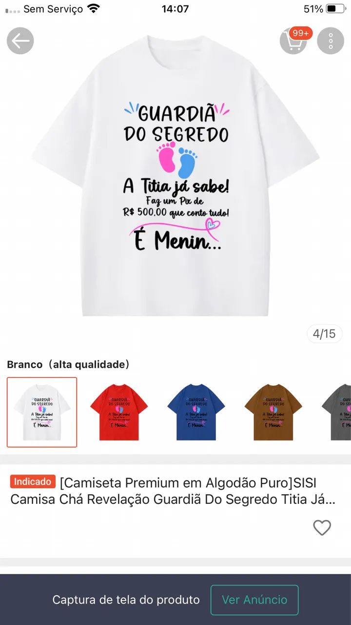  blusa chá revelação  - Foto 4