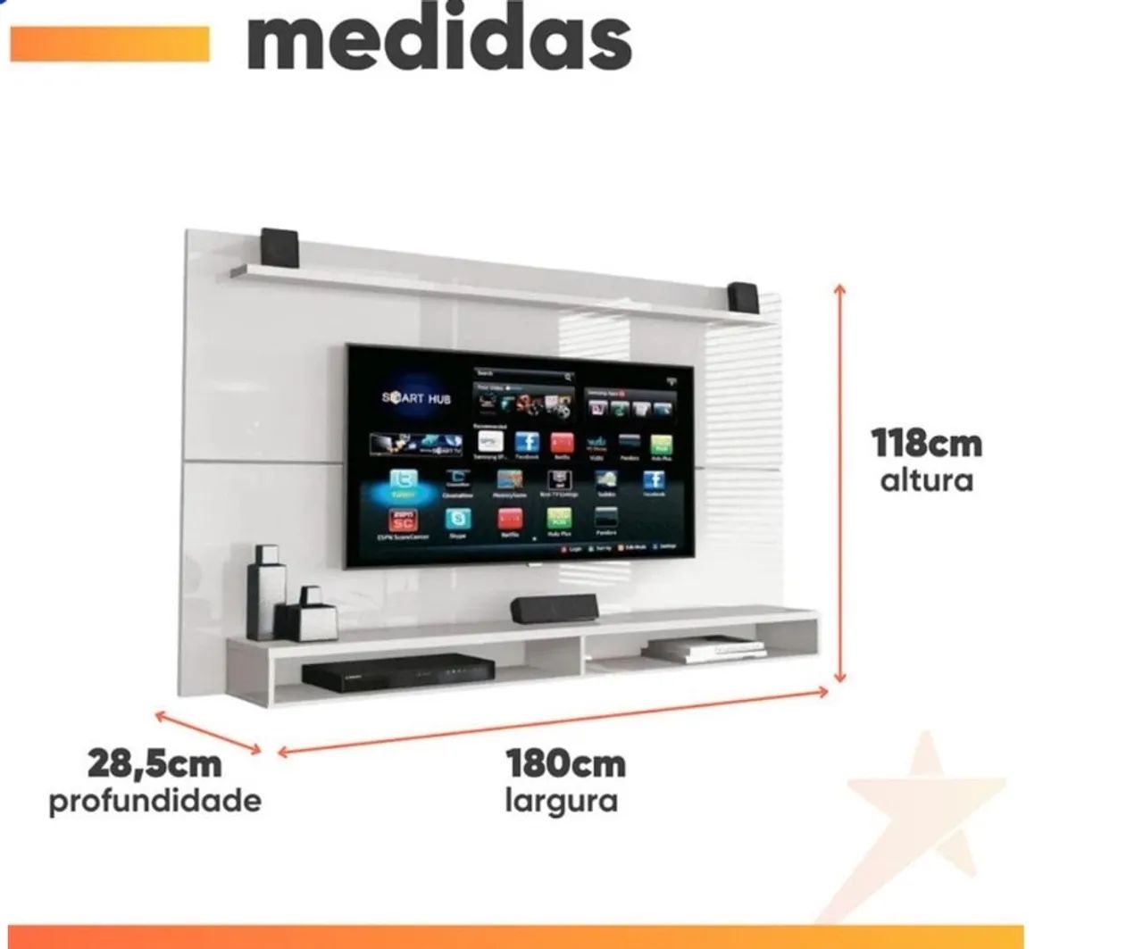 Painel para tv até 65 polegadas com prateleira  - Foto 5