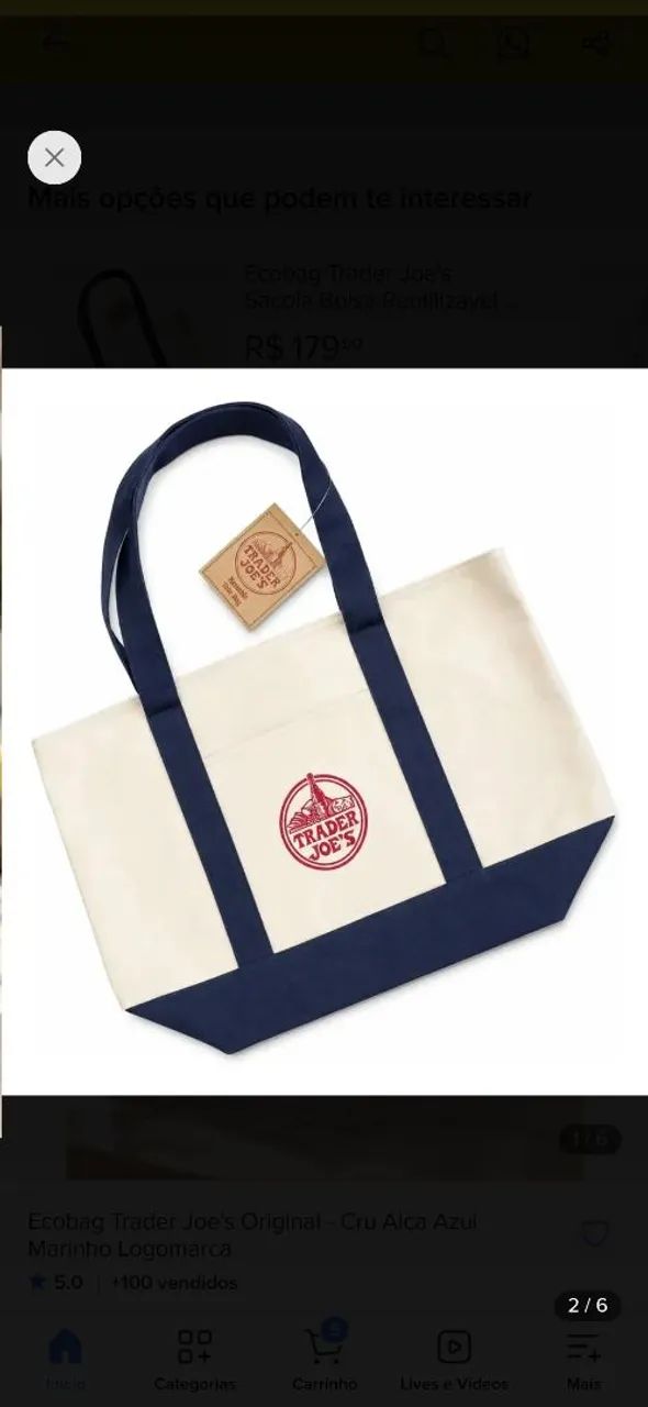 Bolsa original Trader Joe's nova - Foto 2