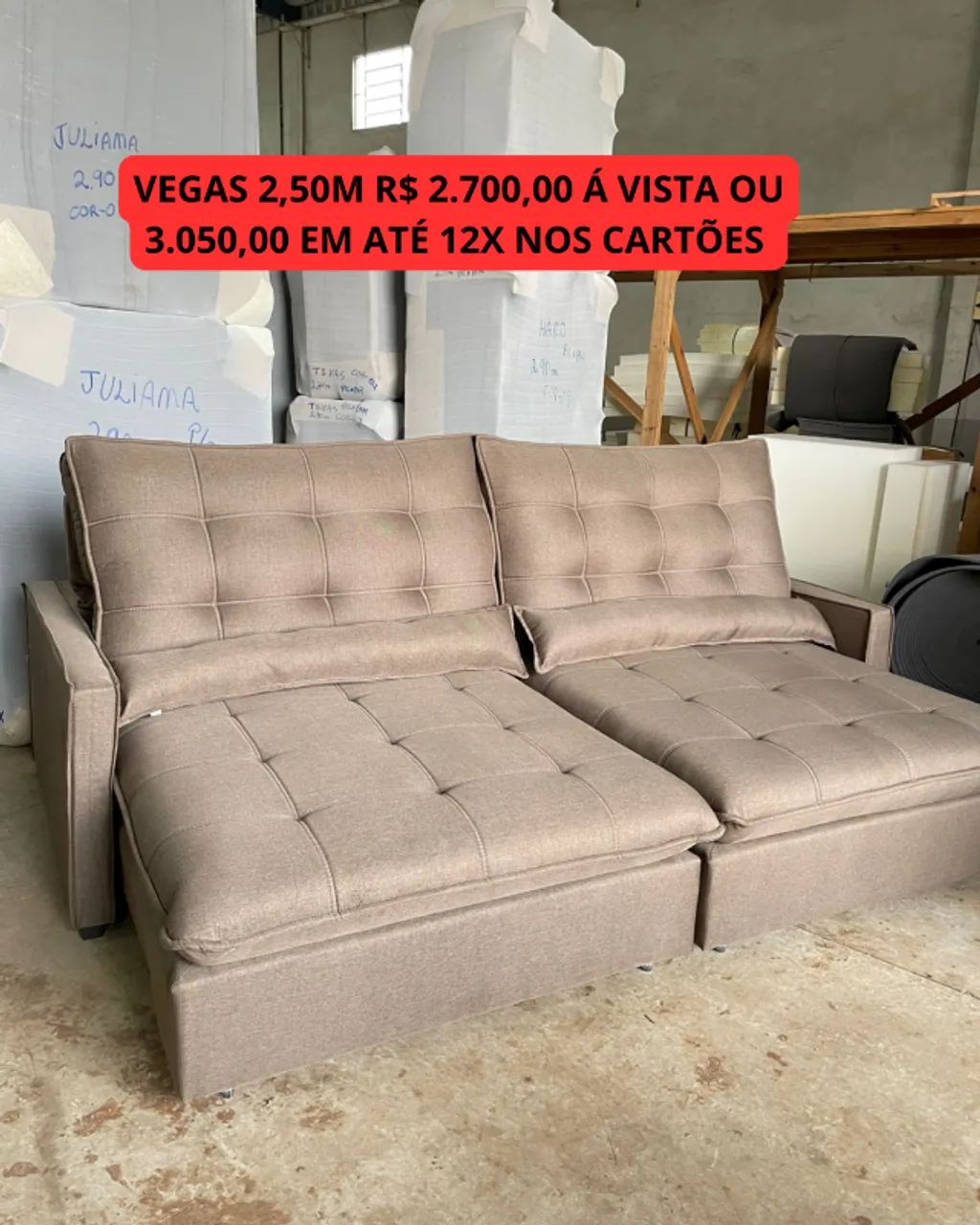 Sofá retrátil e reclinável novo 2,50 metros 1 ano de garantia  - Foto 2