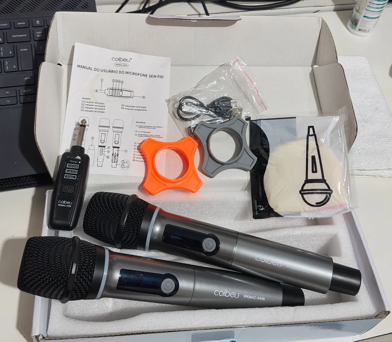 Microfone Duplo sem Fio. Recarregável. Ótima capitação de som. - Foto 3