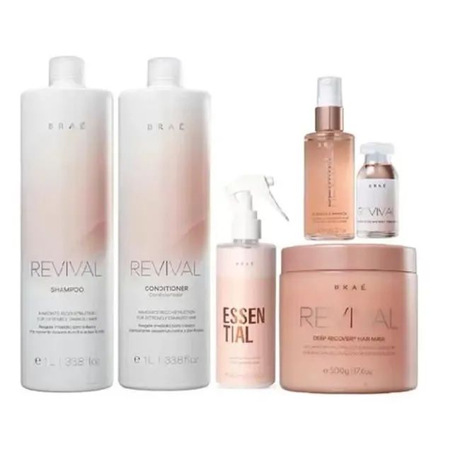 Brae Revival Shampoo+Cond 1L+Essential 260ml+Masc 500g+Shine Oil 60ml+Power Dose 13ml 