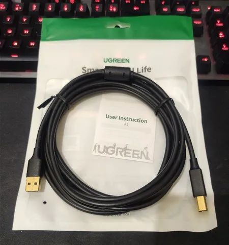 Cabo USB pra impressora - 3 Metros - Original Ugreen - Universal