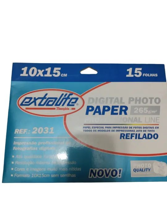 Papel  Extralife Refilado  Para Foto 10x15 15 Folhas - Novo