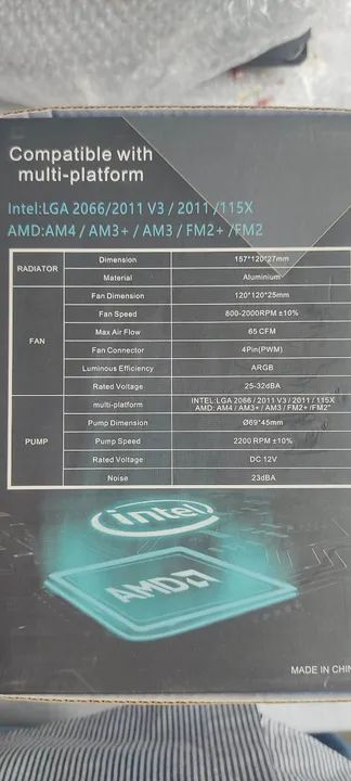 Water Cooler Para Processador Mwc-120mm Argb Preto Mtek - Foto 4