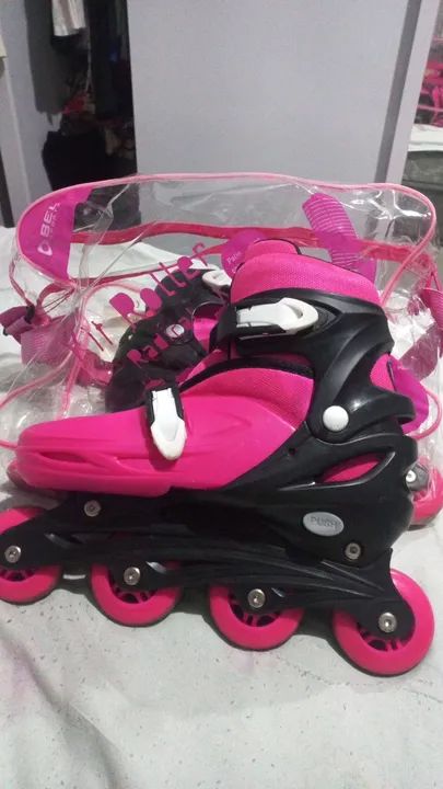 Patins Inline Cor Rosa Ajustável Tam. G 37/40 Preço Negociável