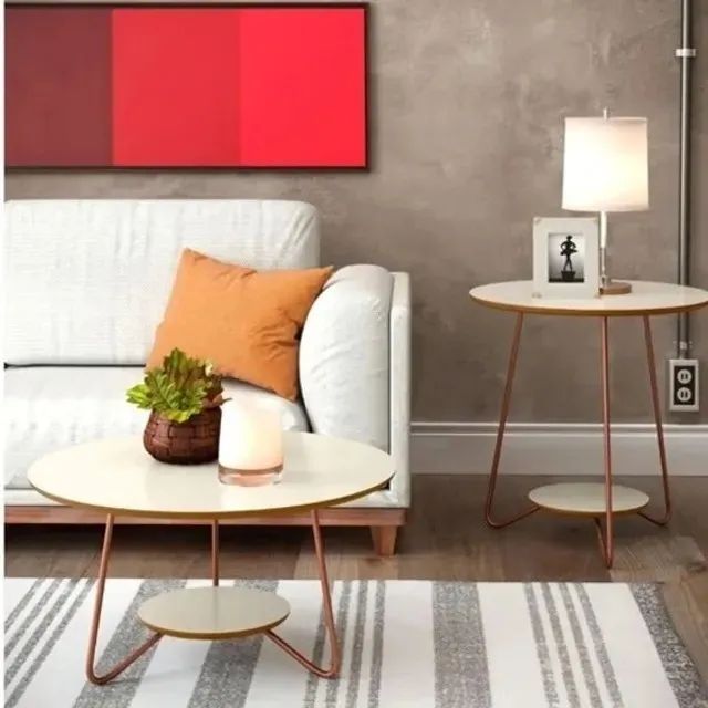 Mesa Lateral e Mesa de Centro Pé Metal Linha Retrô. Produtos Novos Direto da Fábrica! - Foto 3
