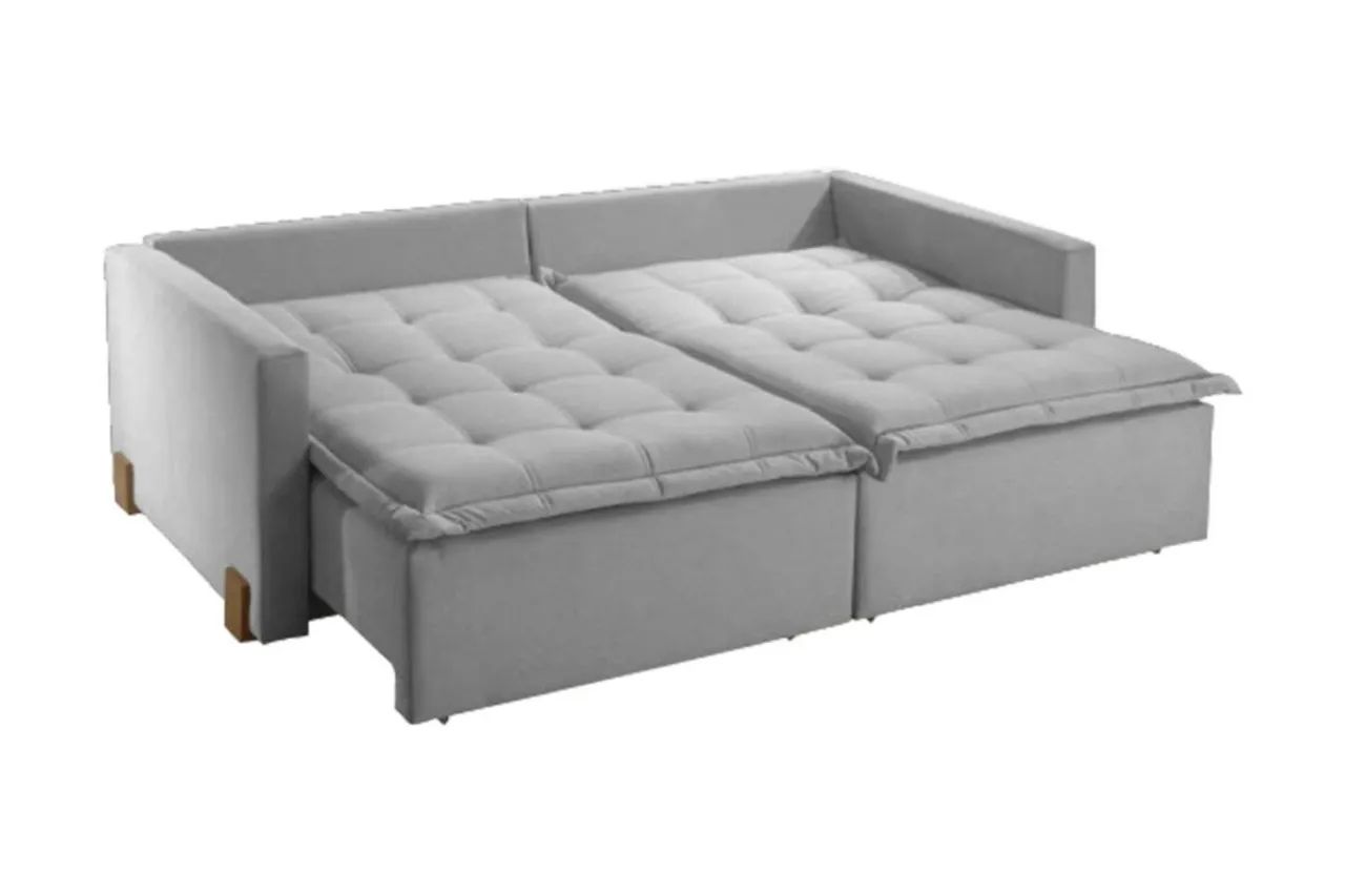 Sofá Cama Retratil 2,20m Molas Bonnel Base em Madeira r543 - Foto 3