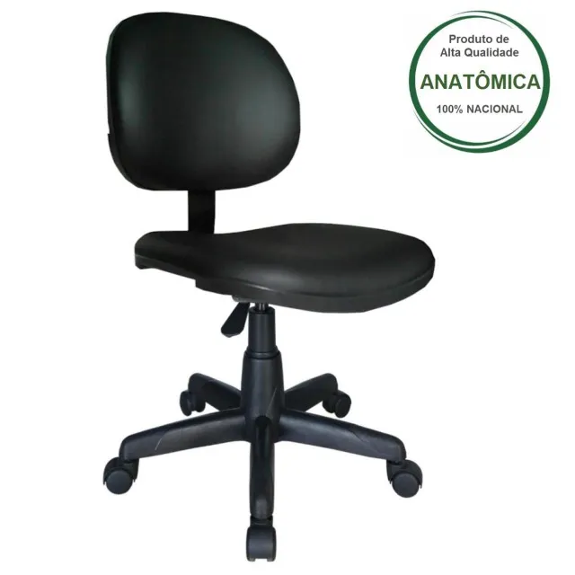 Cadeira Executiva Lisa Giratória Sem Braços - Cor Preta - 31000