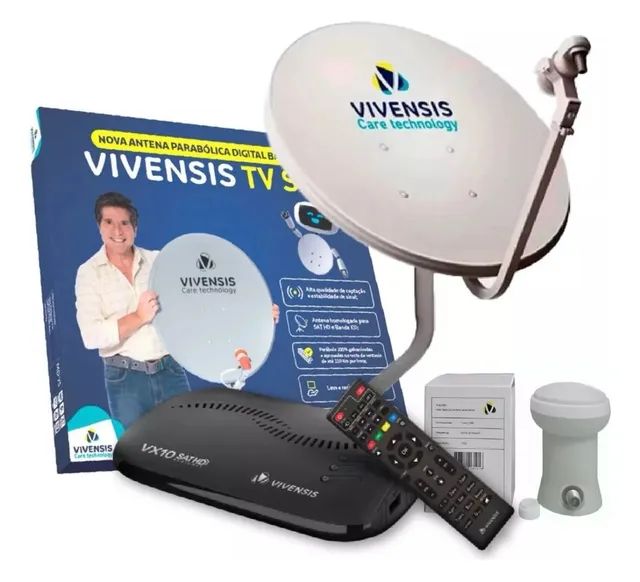 Kit Antena + Receptor Vx10 Sat Hd Digital Regional Banda Ku Vivensis - Foto 2