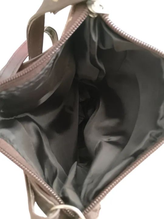 Bolsa Feminina Transversal Tiracolo Pied Poule Marrom 3 Ziper - Foto 5