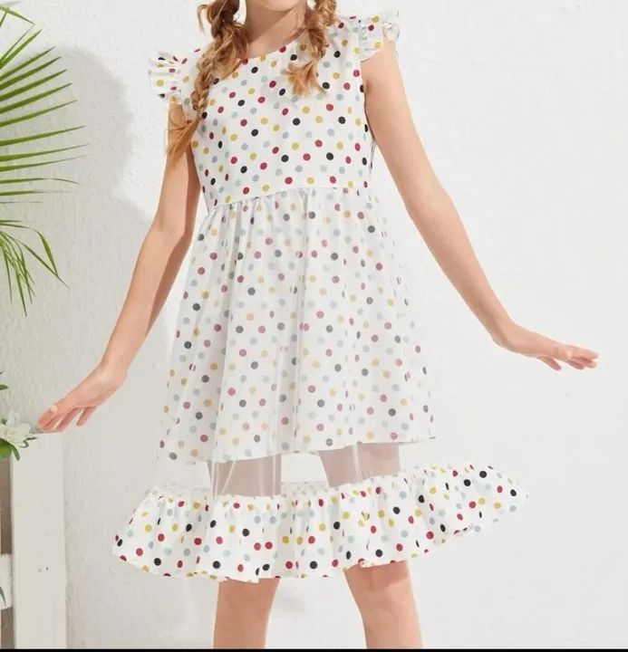 Vestido Infantil de Bolinhas com Saia de Tule