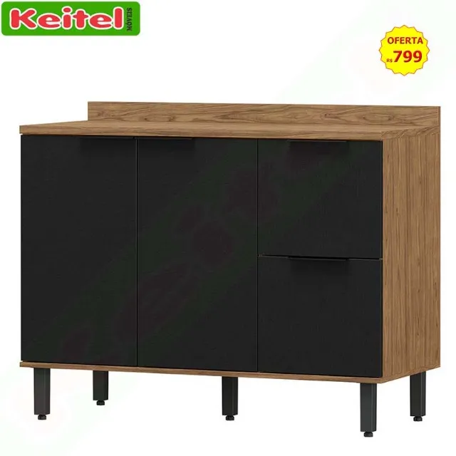 Balcão de Tampo 120 Toscana Freijó / Nero 100% MDF