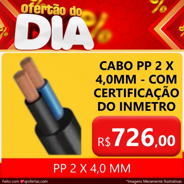 FIO FLEXIVEM CABO PP 2 VIAS POR 4mm - PP CABO PP 2 X 4,0 MM ANTI - CHAMAS  