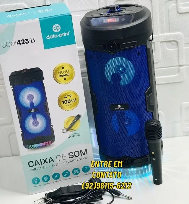 Caixa De Som Bluetooth 40cm Com 2 Alto Falantes - Colorido Com Microfone DataPrint - Foto 2