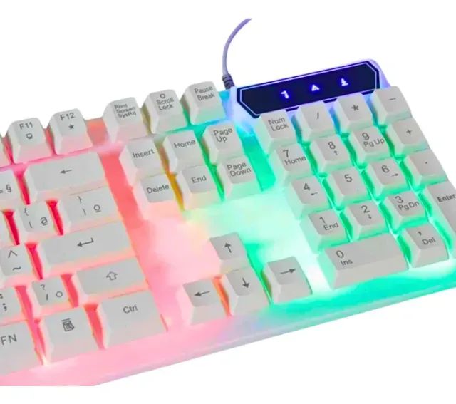 Teclado Gamer Branco Semi Mecânico Led Rgb Ka-667 - Foto 2