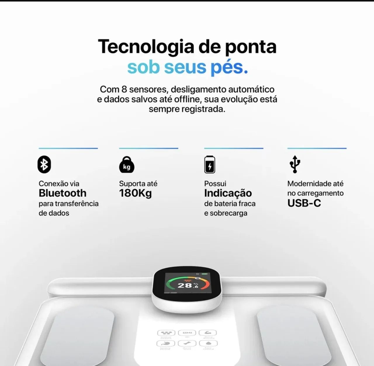 Balança de Bioimpedância Bodyscan Vision Branca  - Foto 3