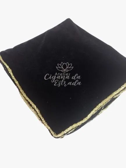 Toalha para mesa de jogo  Veludo Preto com Detalhes Dourados