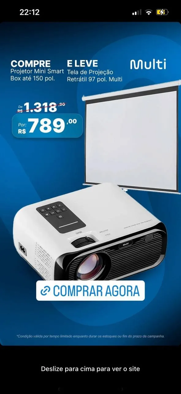 Projetor Smart Screen Linux 2200 Lumens Multilaser PJ003