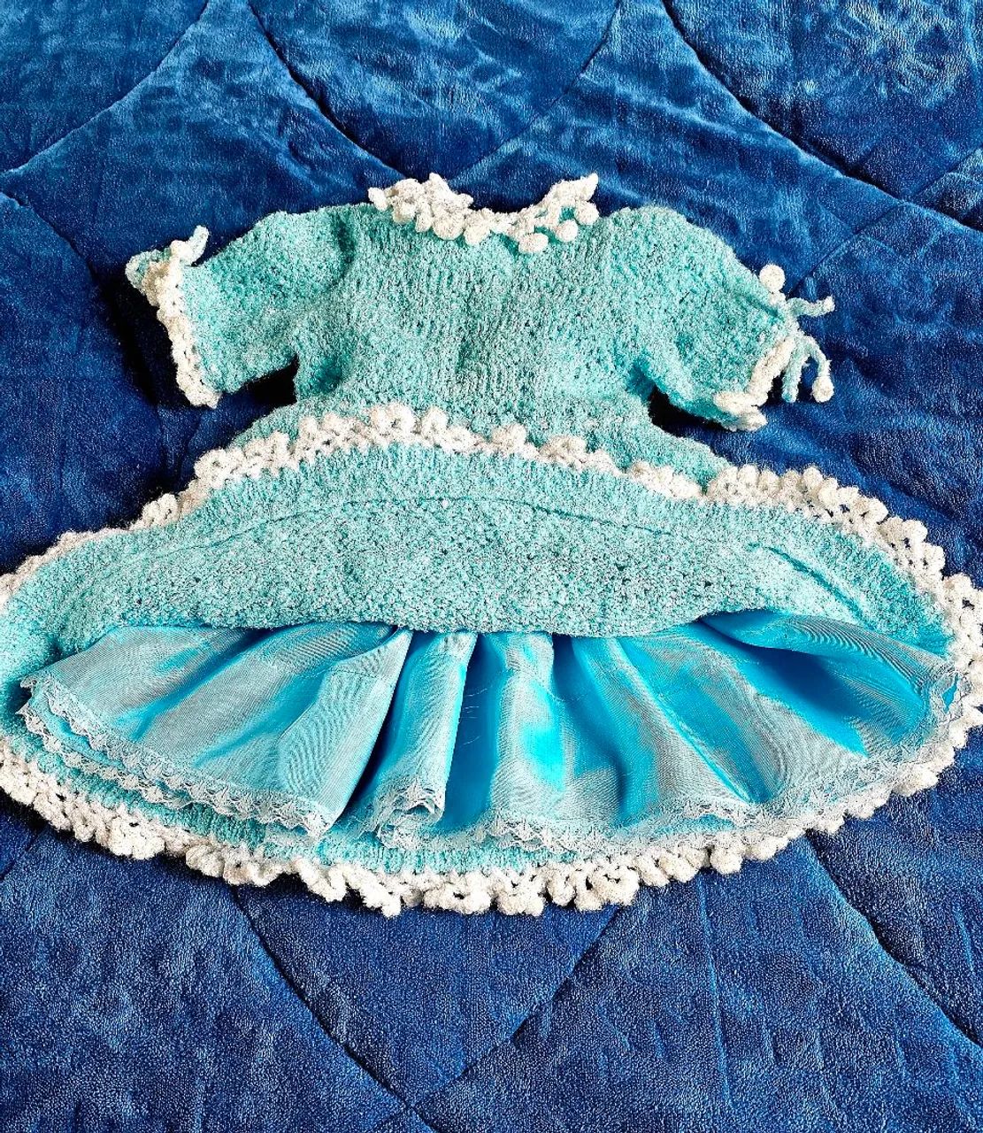 Vestido azul de crochê 1 ano - Foto 6