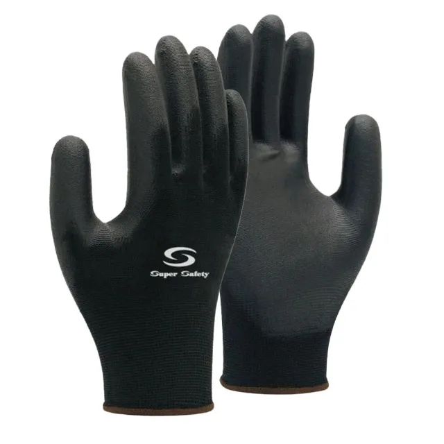 Luva PU Preta Tátil Tamanho 9 G Super Safety Pacote com 10 Peças À vista R$59,90 -Dinheiro - Foto 3