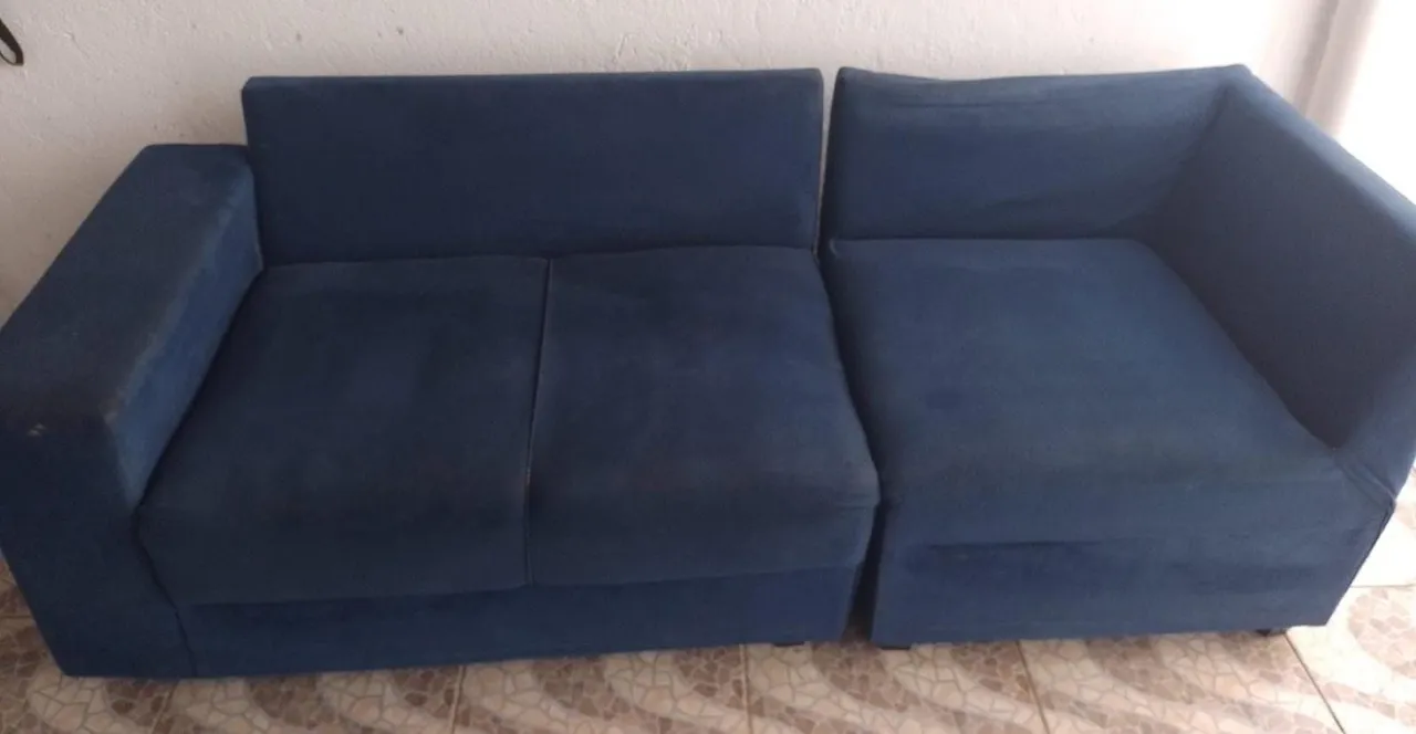 Sofá Azul Modular 3 Lugares