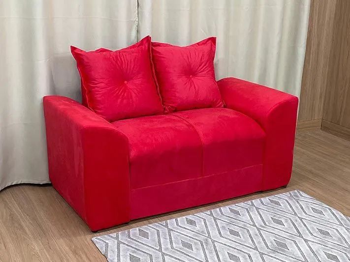 Conjunto de Sofás 3 e 2 Lugares Suede Vermelho  - Foto 3
