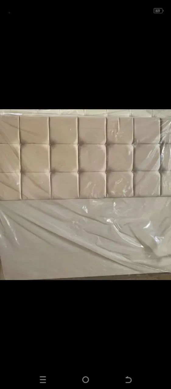 Cabeceira bege nobuck para cama queen