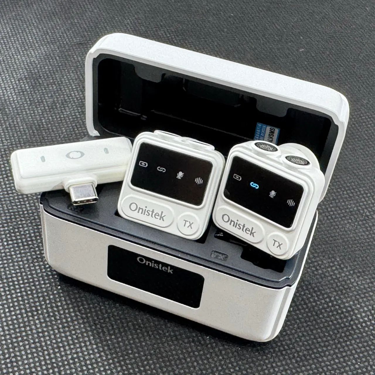 Microfone de lapela sem fio duplo com ímã adaptador tipo c 