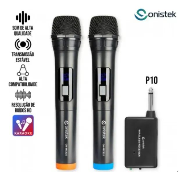  Microfone Duplo Sem Fio Uhf Onistek On-mc825 - Foto 2