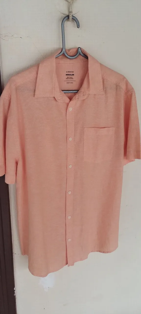 Camisa de Linho Social salmão Nova